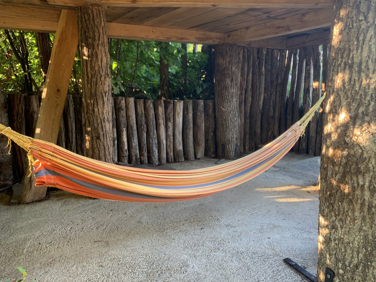 Hammocks everywhere here, this one under the owlery..