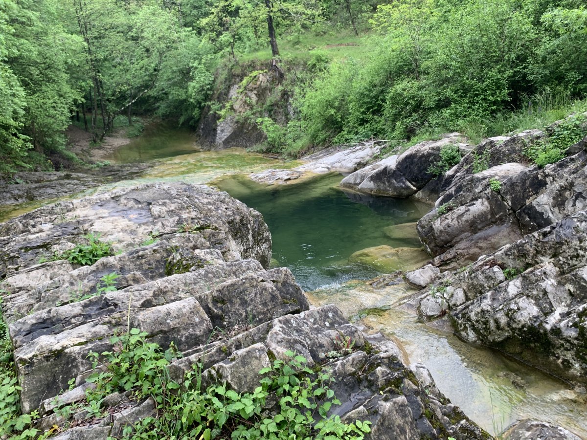 the river flows off from the gorge into the Gorica Brda hills..