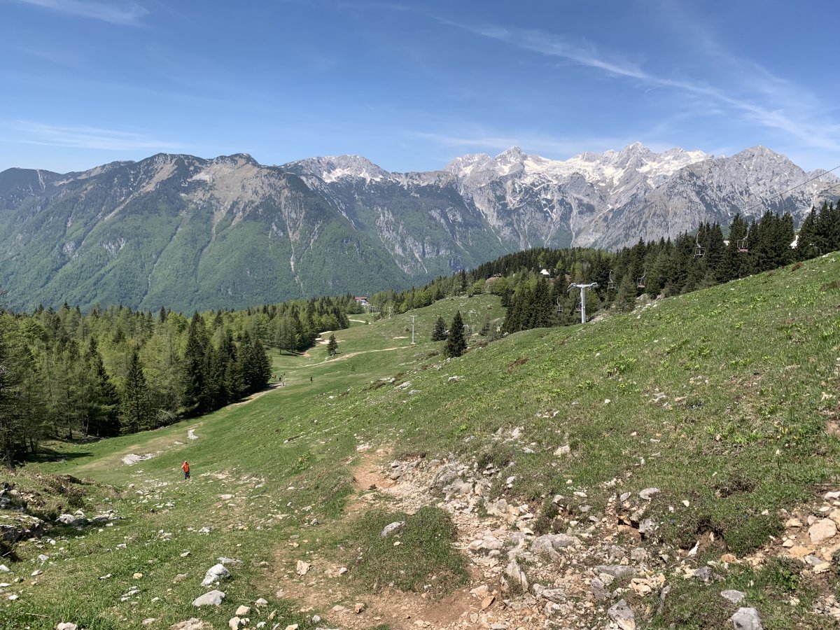 There are NO scary sheer drops if you decide to walk directly up the hill to the main cafe, following the ski lift..