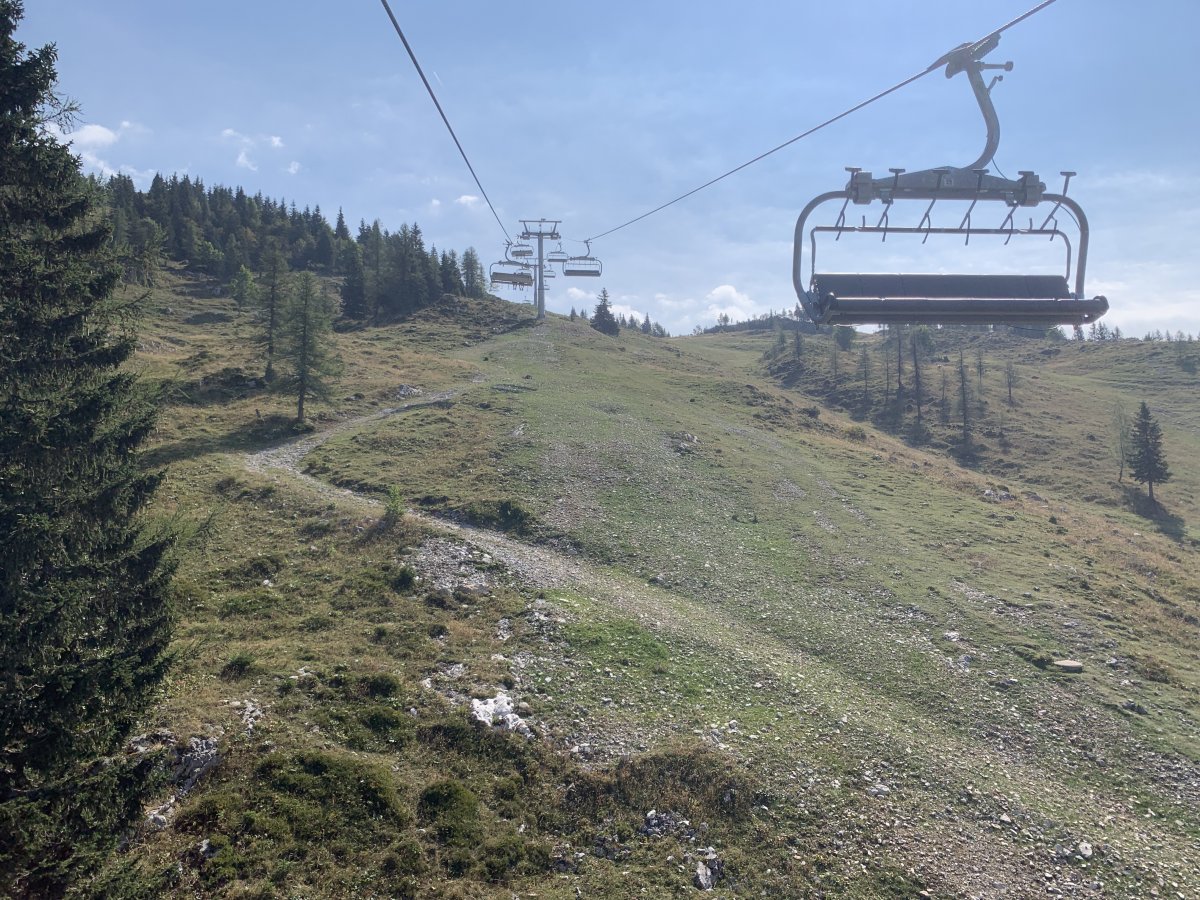 Comfy modern ski lift seats to ride up and down in..