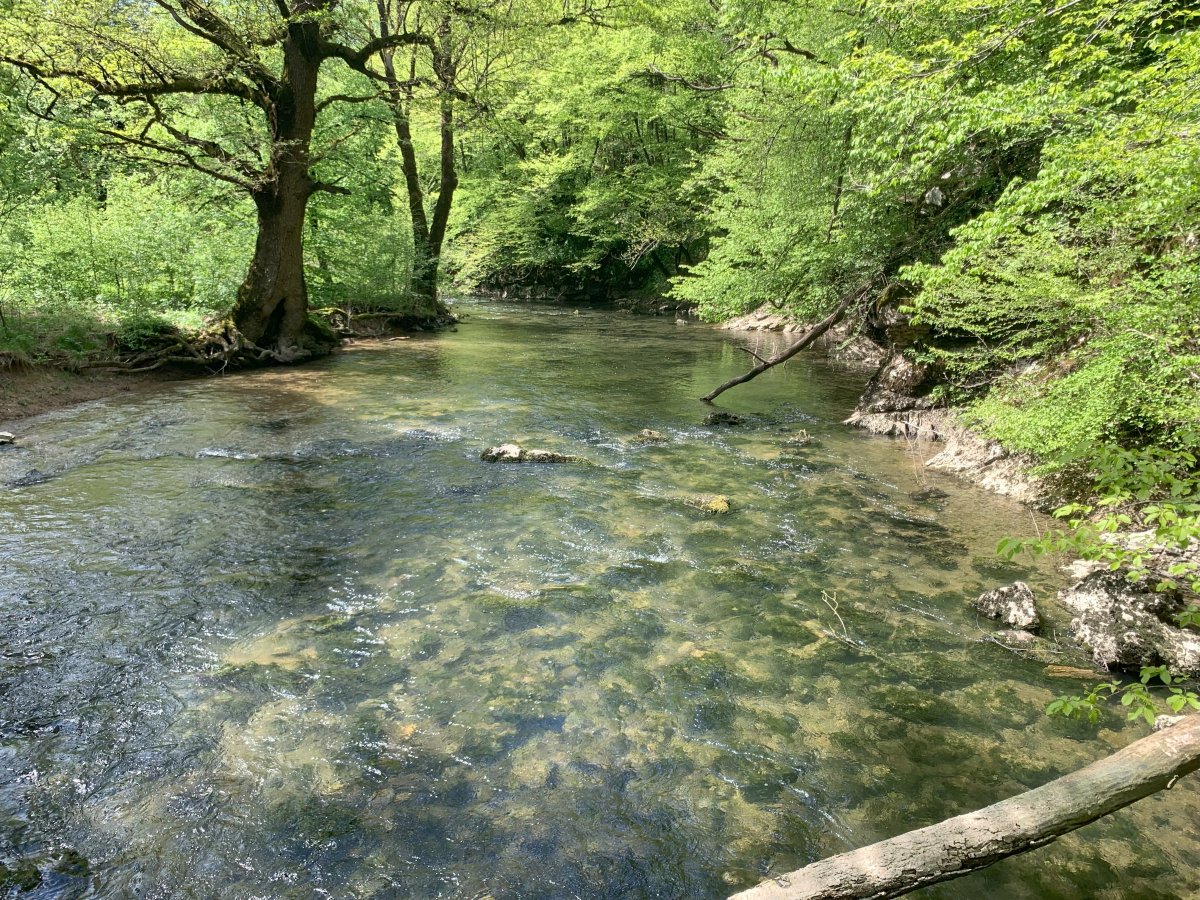 The River of 7 Names flow under the Wooden bridge..