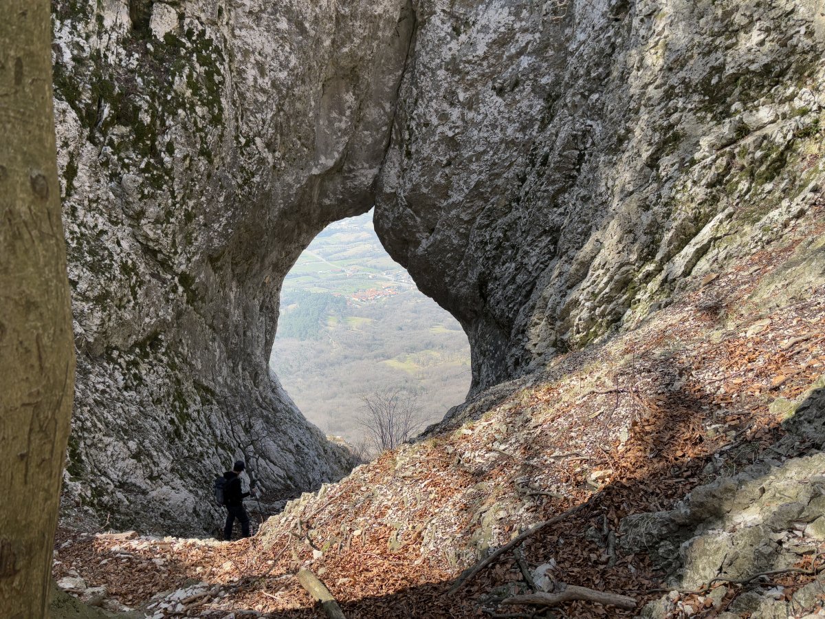 Utterly spectacular, a 12m high by 7m wide natural stone window, created by the Devil's horn as he slipped, trying to pick up a mountain..