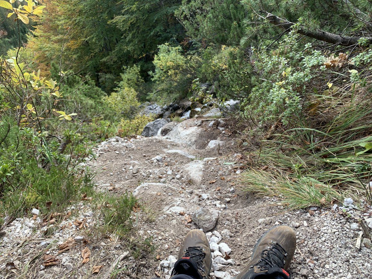 this section down from the waterfall was so steep it was a slidey downy on ya bott kinda place..