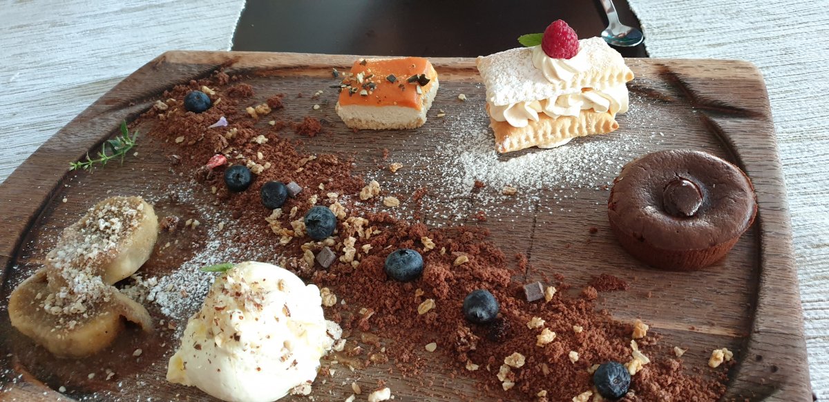 dessert board at Theodosius.. we have NEVER had the same choices here, always different!
