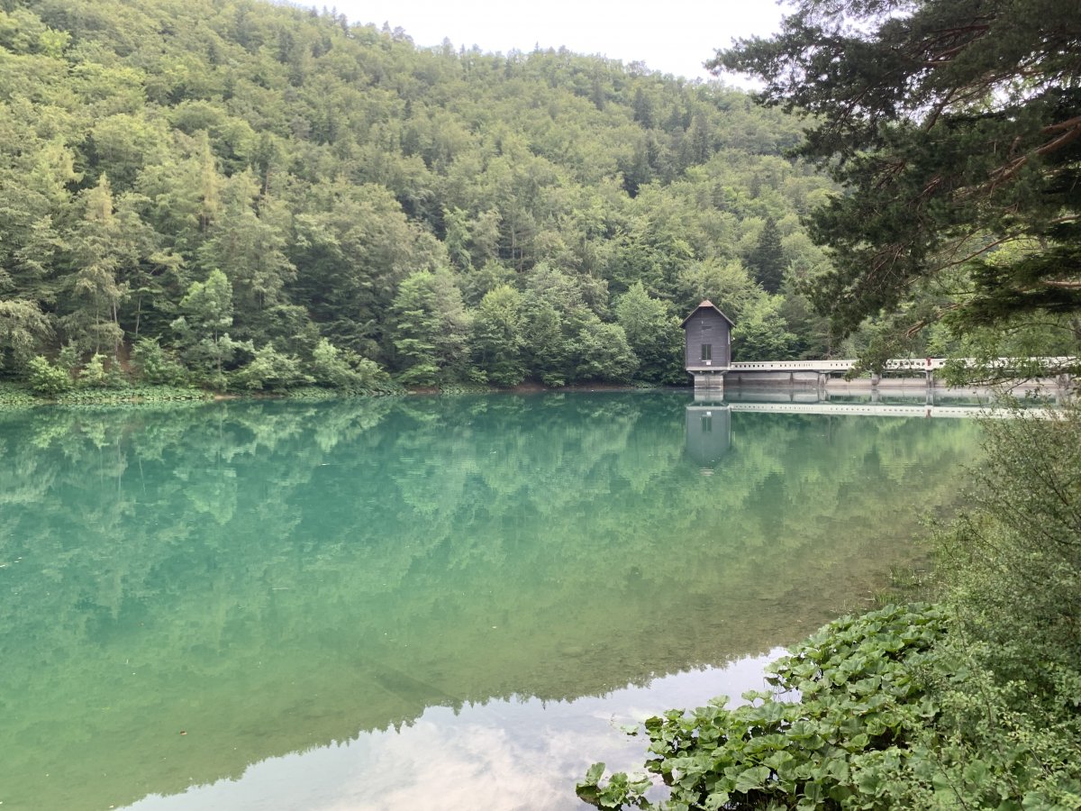 the lake is a man made reservoir along the river..
