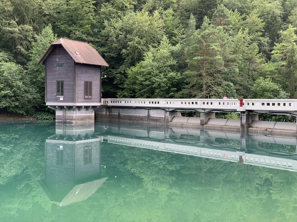 you can walk across the dam to some more forest paths..