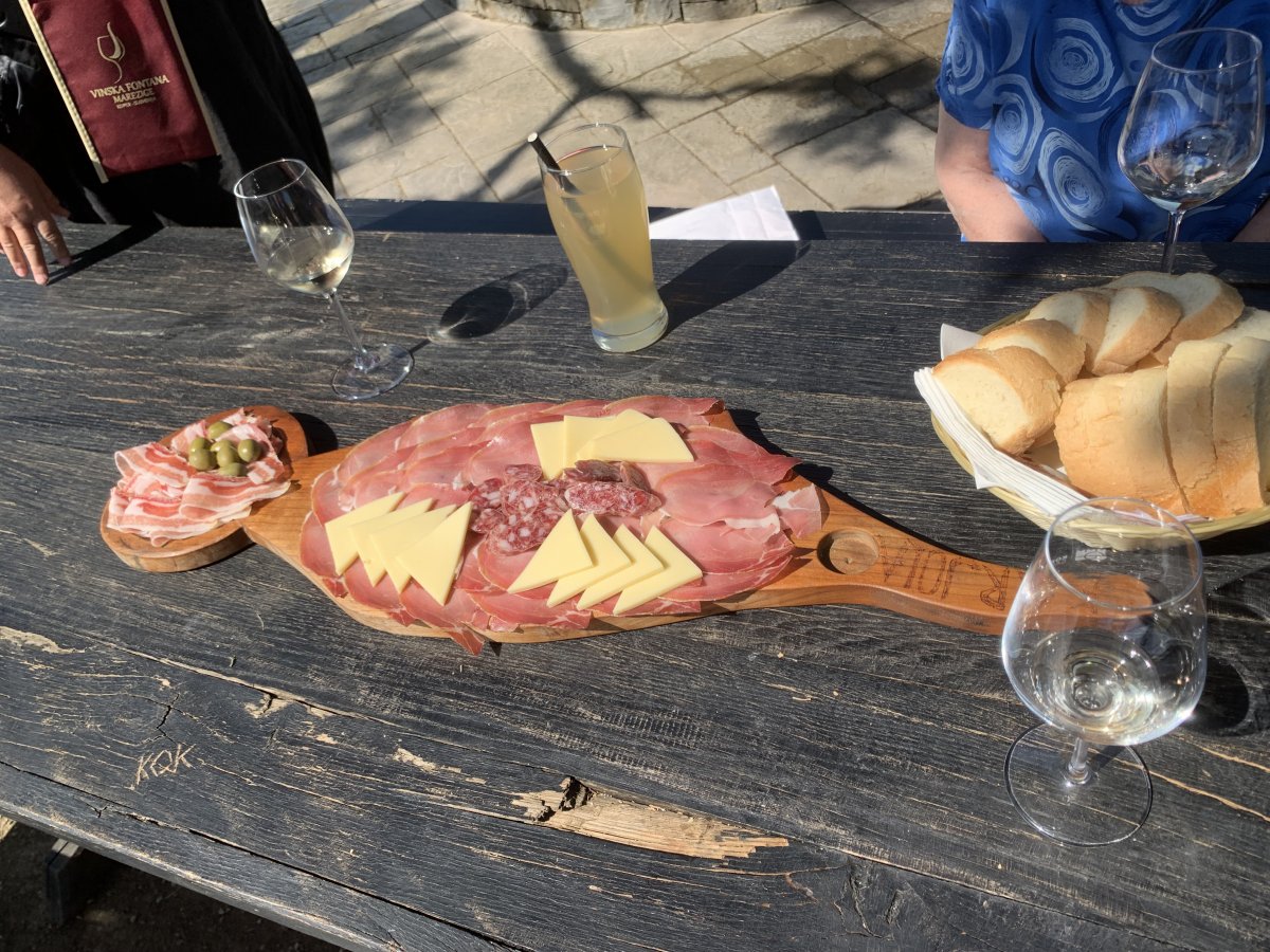 You can order a mighty fine Slovenian Tapas board at the Wine Fountain in the Coastal Hinterland to go with your glass of Malvazija..