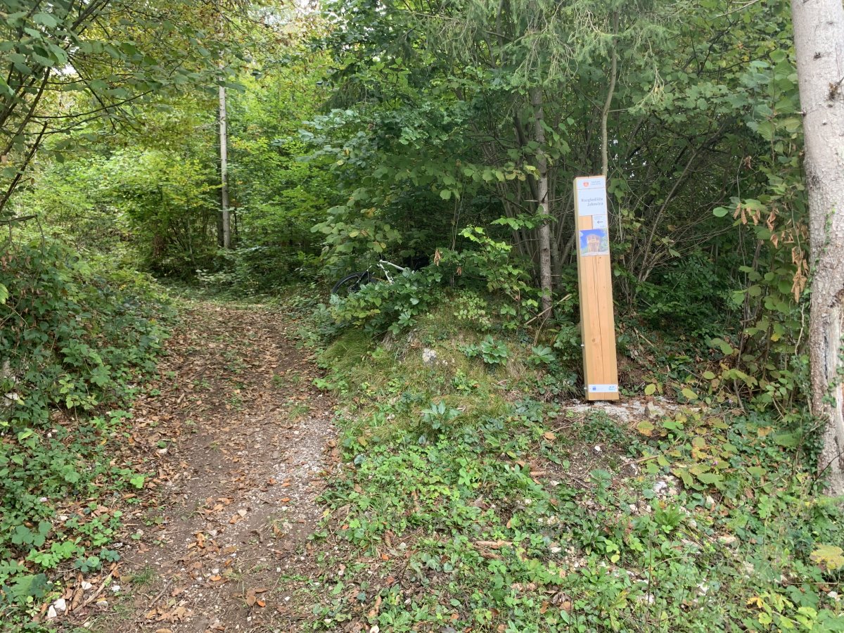 keep a look out for this wooden post which marks the short, steep path up to the tower..