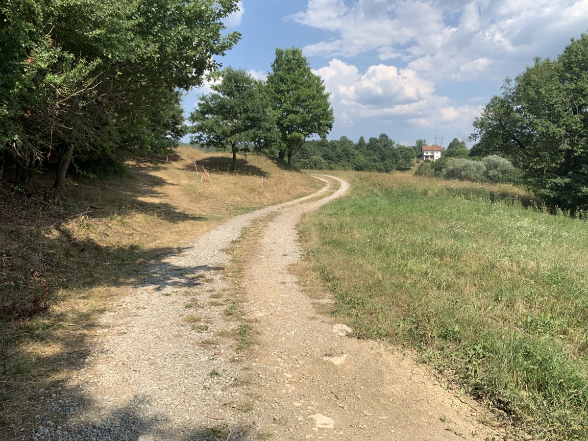 Part of the St James Pilgrim path for the last part of the bike ride back from Planina to Predjama castle..