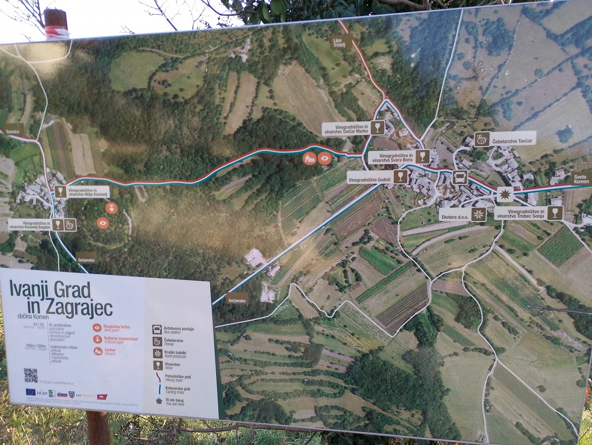 a Red Karst village even we had never heard of with an old castle hill top, viewpoint,  6 vineyards to potentially visit and 2 places to buy local honey..