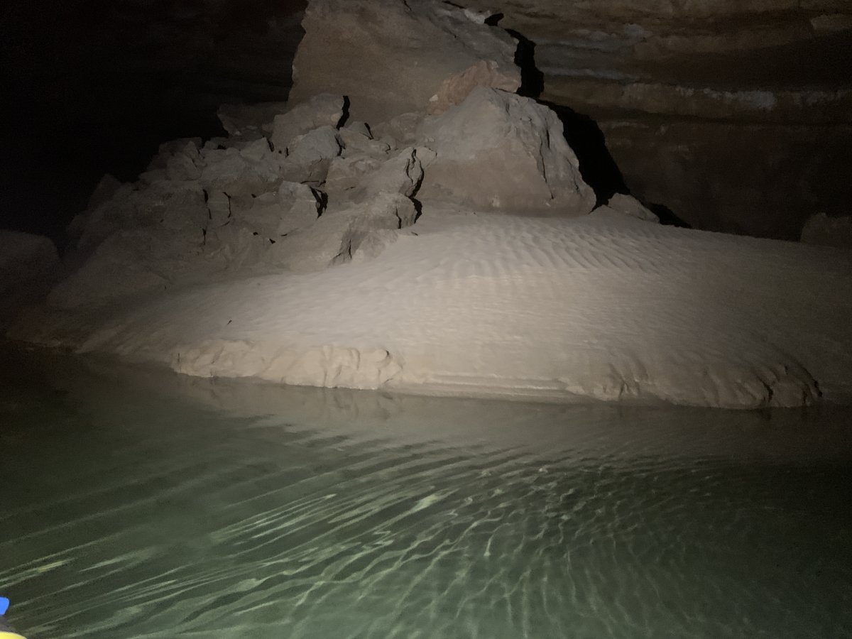 Part of the huge underground island in the middle of the cave tour..