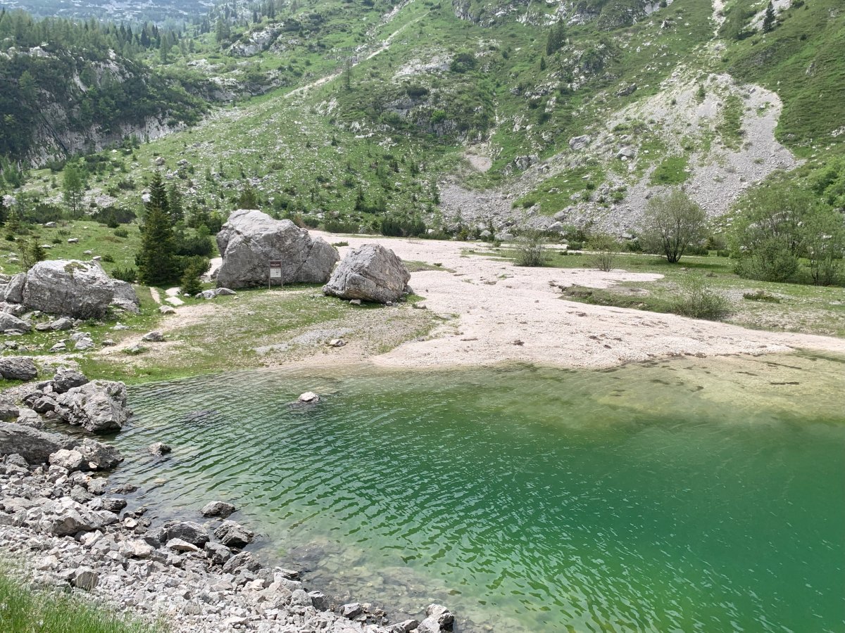 We couldn't believe there was a stunning white beach at the end of the lake..