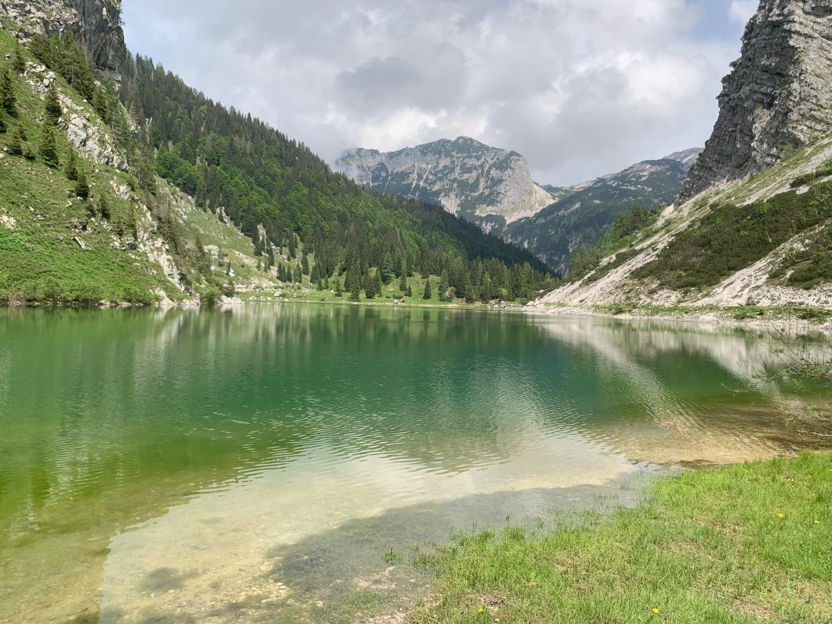 400 metres long and 18 metres deep, the biggest mountain lake in Green Slovenia..