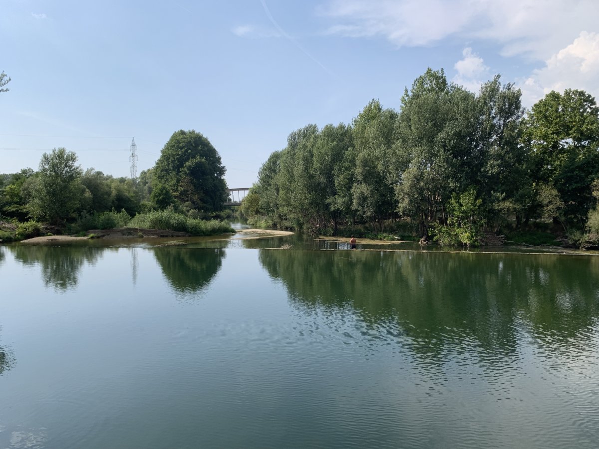 a swimming pool in a river..
