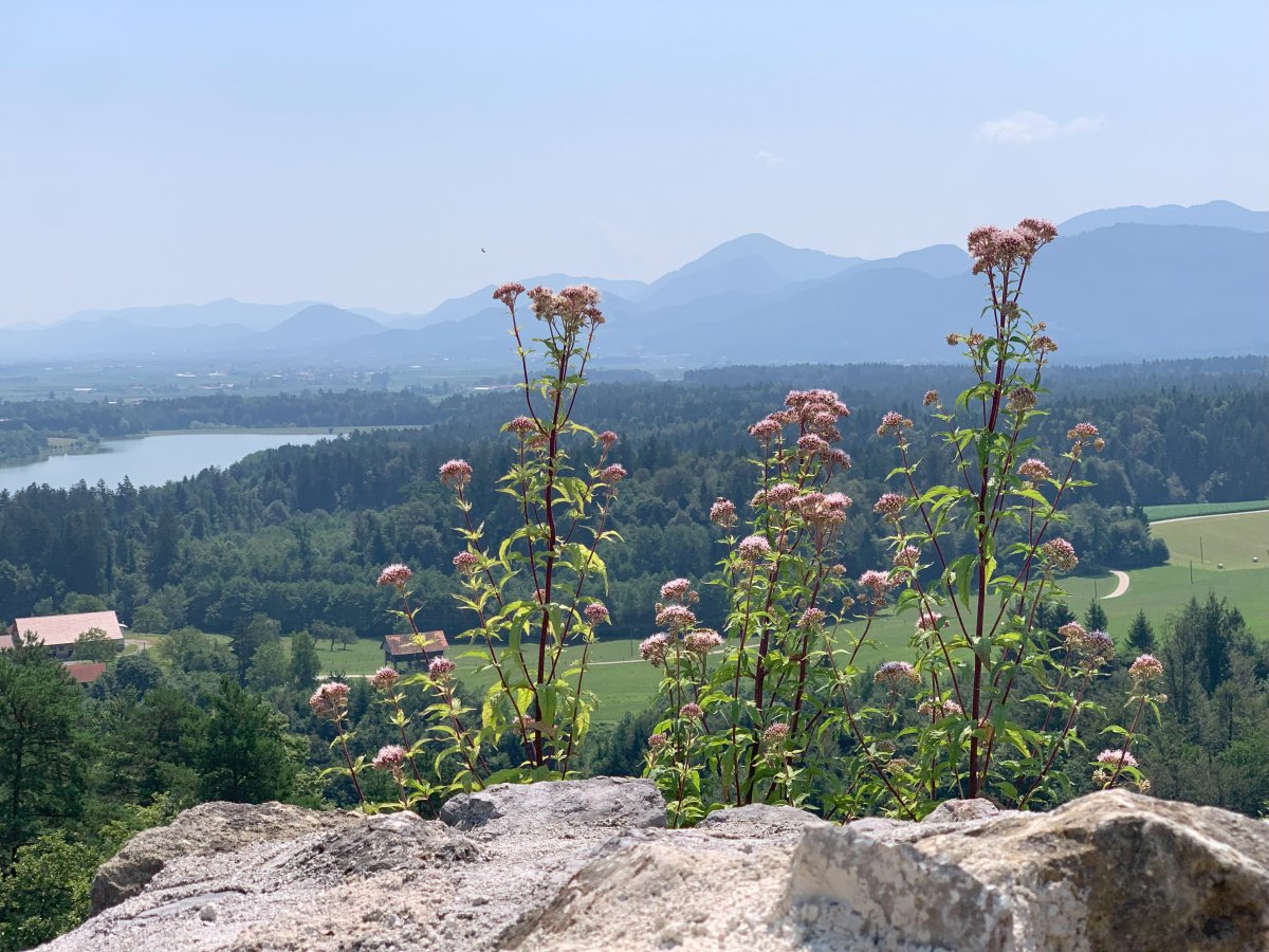 Stunning view across to Lake Zovnec and the hills behind..