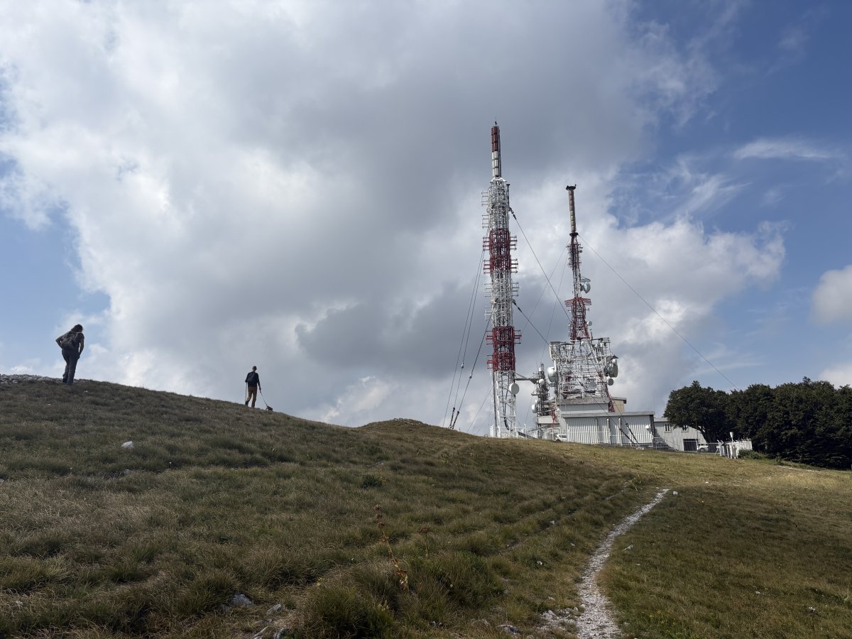 These radio masts look so small from below, but provide a real sense of achievement when you reach them..