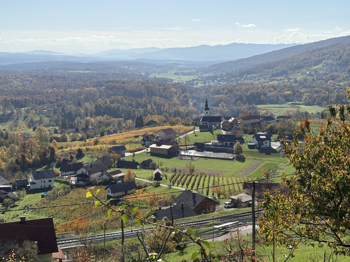 The rolling hills of the Semic wine area in autumn, just down the road from Krupa..