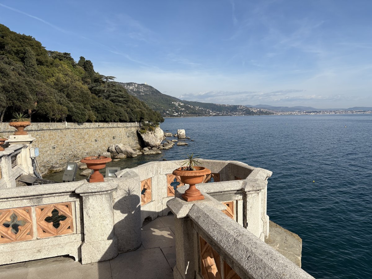 Lovely view back to the city of Trieste and those green hills in the background behind Trieste are Green Slovenia.. Lovely view back to the city of Trieste and those green hills in the background behind Trieste are Green Slovenia..