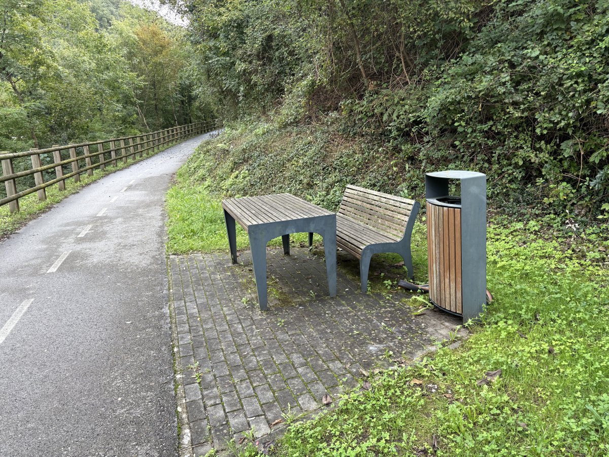 Not the most beautiful, but very handy picnic tables line the new bike path.. Not the most beautiful, but very handy picnic tables line the new bike path..
