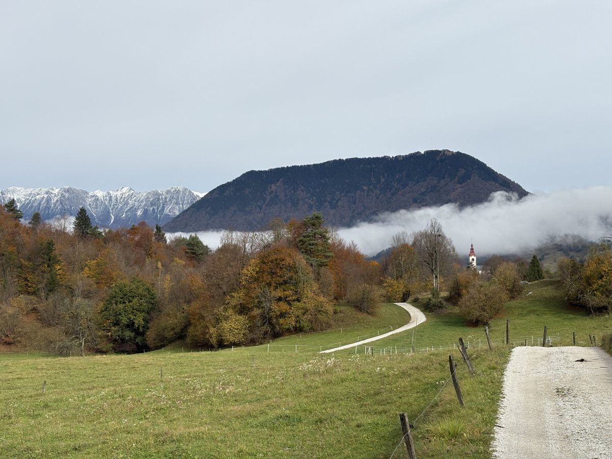 This is the stone track out from Šebrelje to the church and viewpoint.. This is the stone track out from Šebrelje to the church and viewpoint..