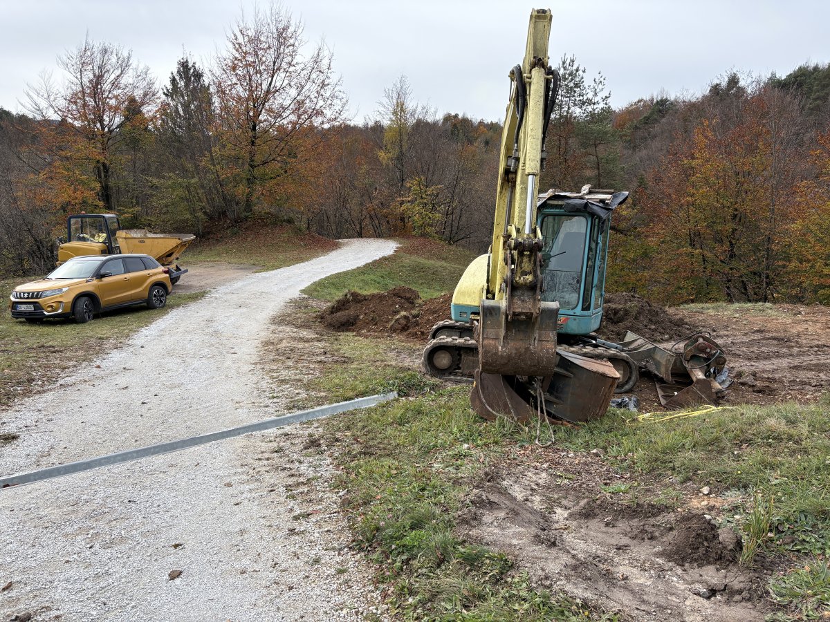 They were building a new car park with toilet just before the church.. They were building a new car park with toilet just before the church..
