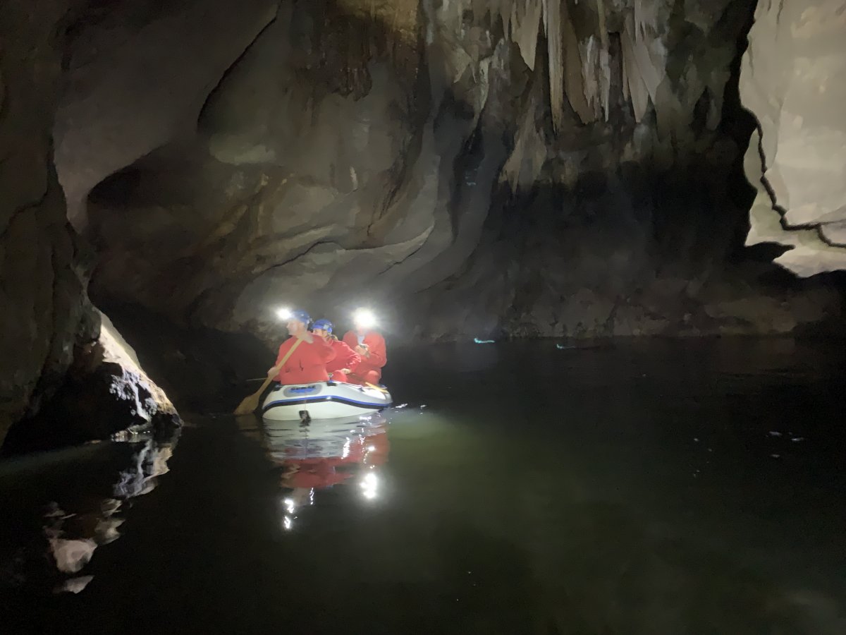 These are not expert cavers, they are Lodge guests having an epic Green adventure inside the longest water cave in Green Slovenia..