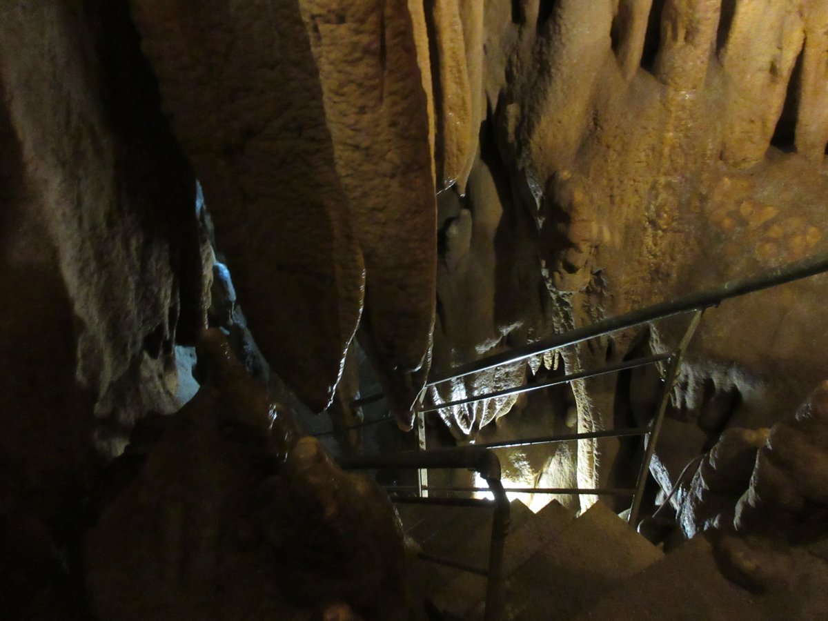 You actually have to respectfully dodge these dripstone curtains during the Pekel Cave tour..