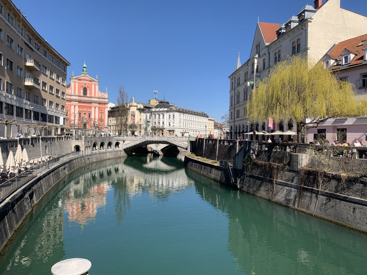 Ljubljana.. The Three Bridges are the centre.